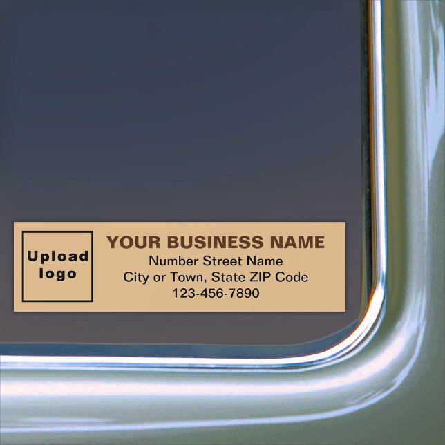 Business Address and Phone Number on Light Brown Bumper Sticker (Your business name, logo, address and phone number on light brown bumper sticker.)