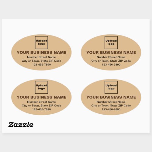 Business Address and Phone Number on Light Brown Oval Sticker
