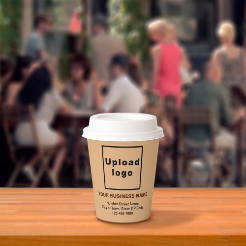 Business Address and Phone Number on Light Brown Paper Cups