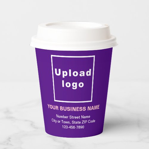 Business Address and Phone Number on Purple Paper Cups