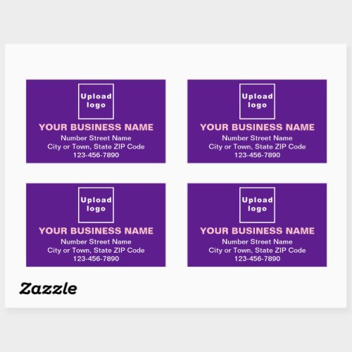Business Address and Phone Number on Purple Rectangular Sticker