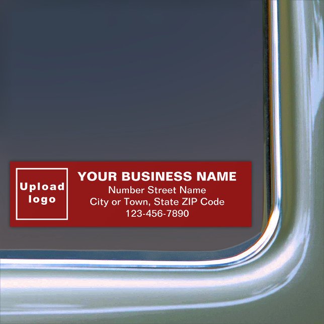 Business Address and Phone Number on Red Bumper Sticker (Your business name, logo, address and phone number on red bumper sticker.)