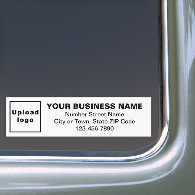 Business Address and Phone Number on White Bumper Sticker (Your business name, logo, address and phone number on white bumper sticker.)