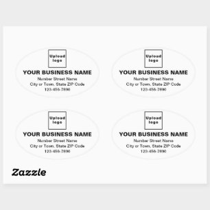 Business Address and Phone Number on White Oval Sticker