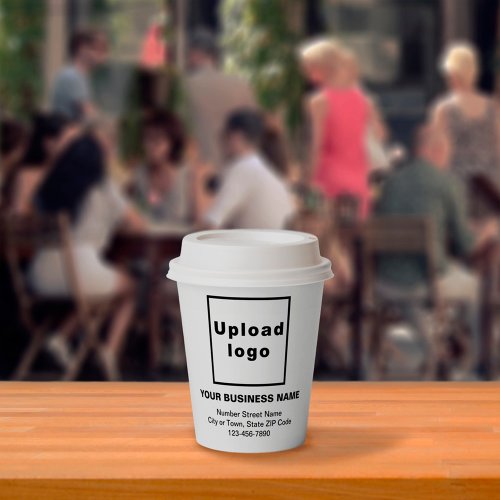 Business Address and Phone Number on White Paper Cups