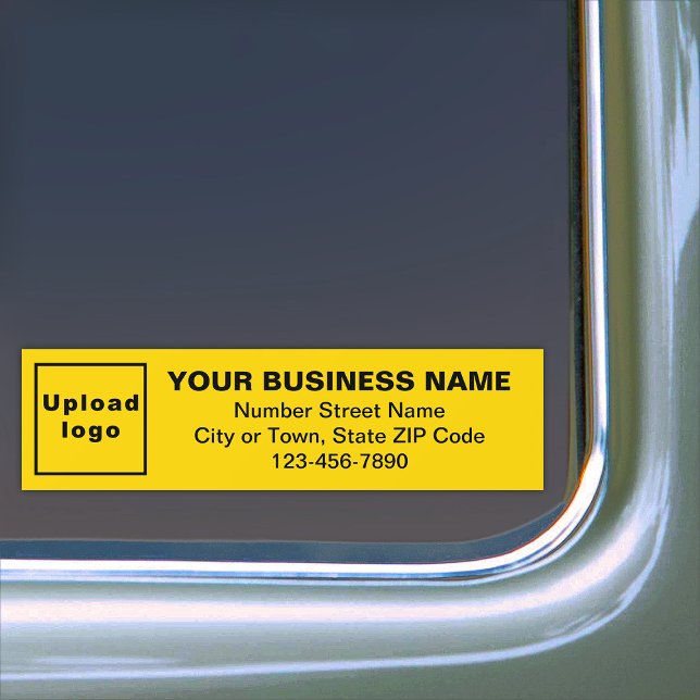 Business Address and Phone Number on Yellow Bumper Sticker (Your business name, logo, address and phone number on yellow bumper sticker.)