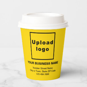 Business Address and Phone Number on Yellow Paper Cups