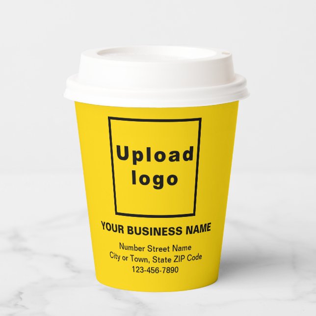 Business Address and Phone Number on Yellow Paper Cups (Front)