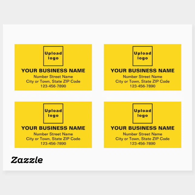 Business Address and Phone Number on Yellow Rectangular Sticker | Zazzle
