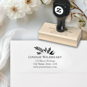 Business Address   Botanical Logo Business Rubber Stamp