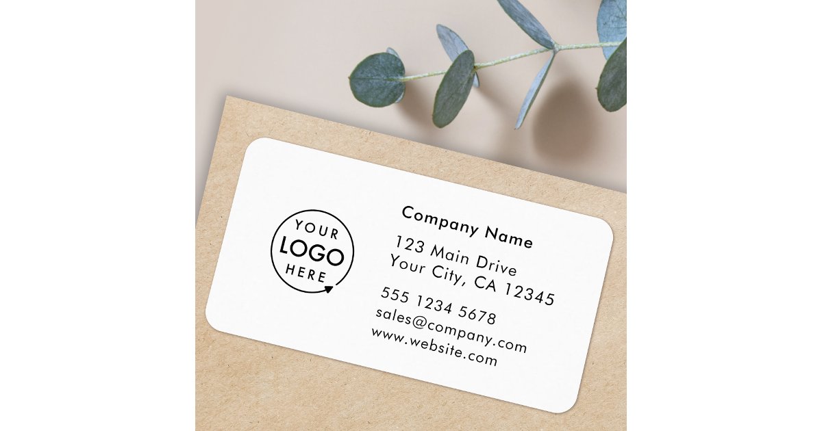 Business Address Label | Logo Company Info Sticker | Zazzle