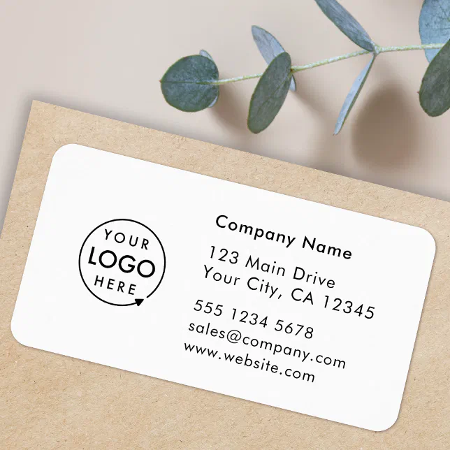 Business Address Label | Logo Company Info Sticker | Zazzle