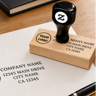 Business Address Logo Professional Corporate Rub Rubber Stamp