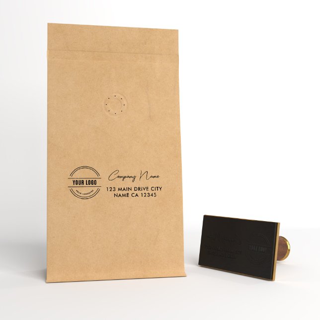 Business Address | Logo Professional Corporate Rub Rubber Stamp (Creator Uploaded)