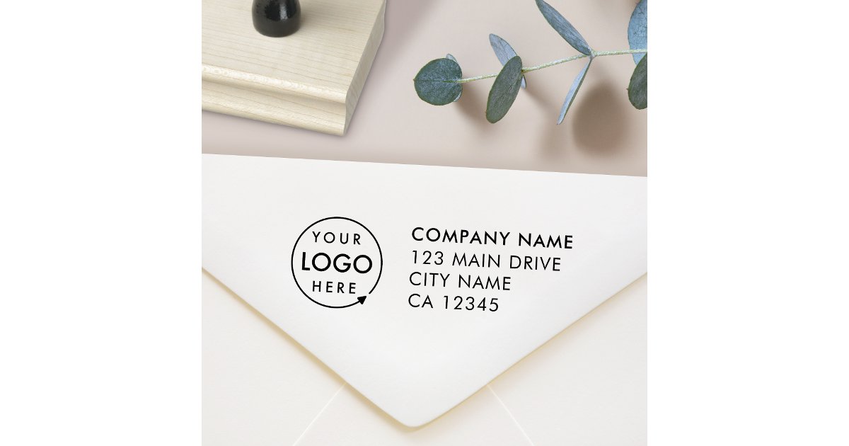 Business Address | Logo Professional Corporate Rubber Stamp | Zazzle
