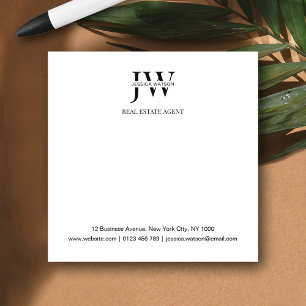 Business Address Monogram Real Estate Business Post-it Notes