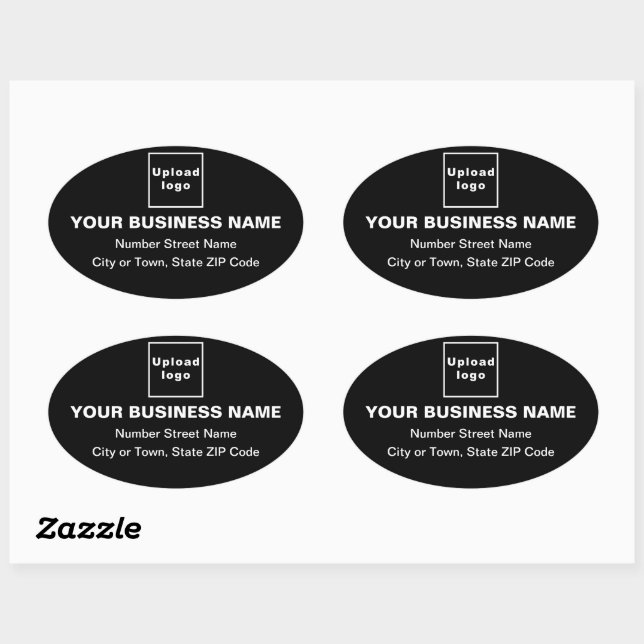 Business Address on Black Oval Sticker (Sheet)