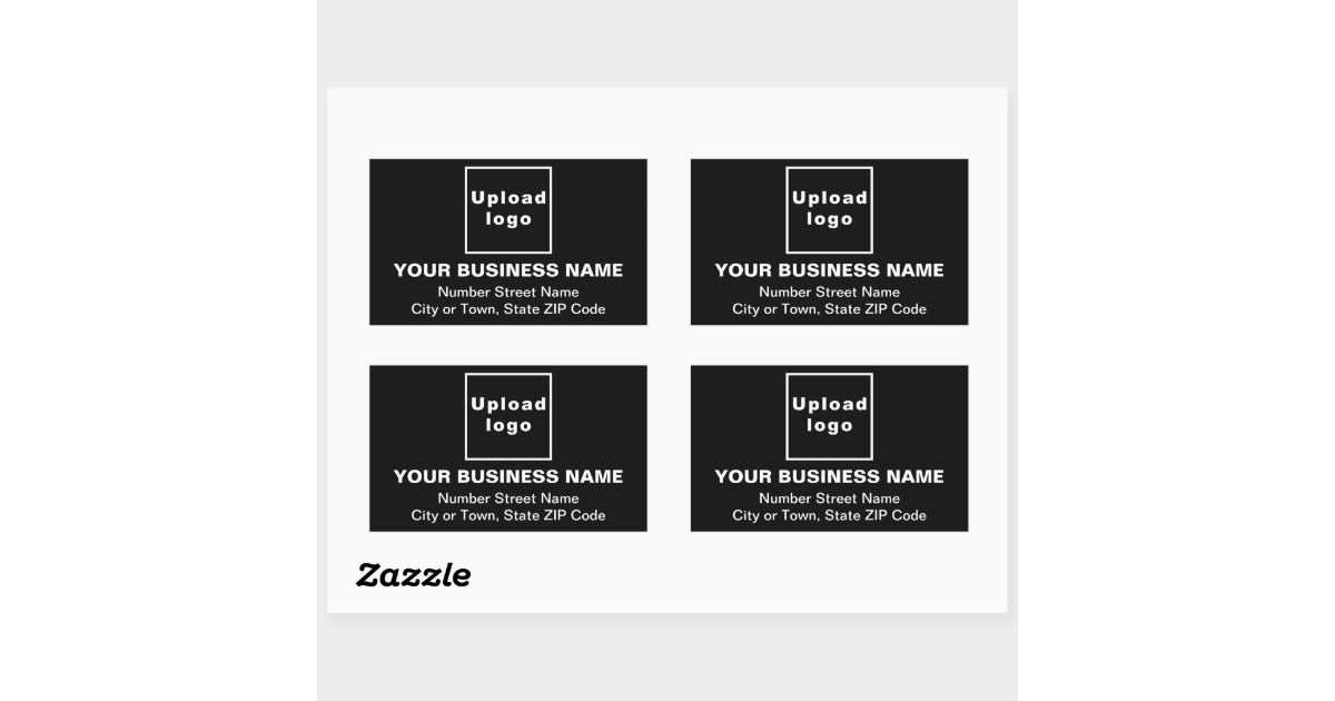Business Address on Black Rectangle Sticker | Zazzle