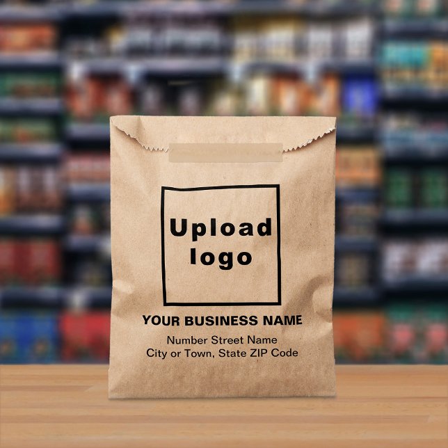 Business Address on Brown Paper Bag (Brown paper bag with your business logo, name and address displayed in a store)