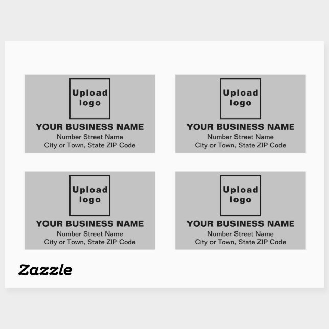 Business Address on Gray Rectangle Sticker (Sheet)