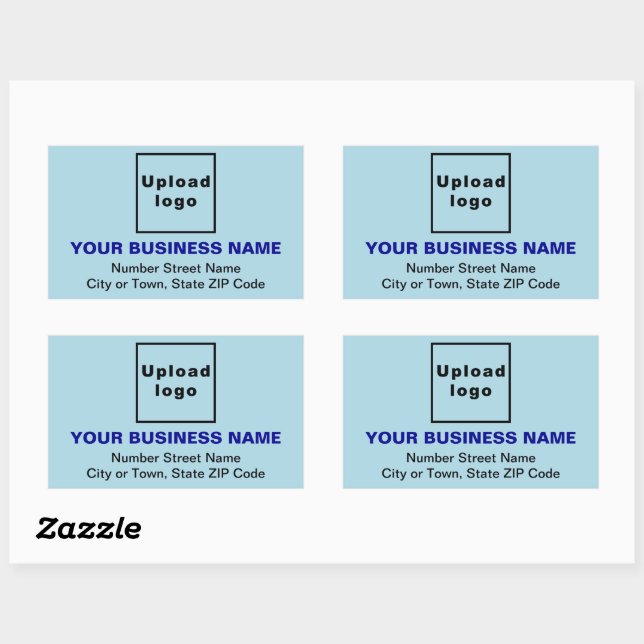 Business Address on Light Blue Rectangle Sticker (Sheet)