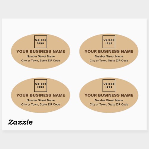 Business Address on Light Brown Oval Sticker