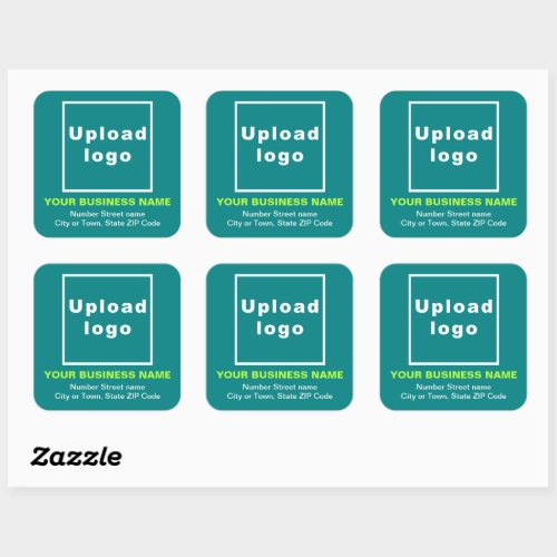 Business Address on Teal Green Square Sticker
