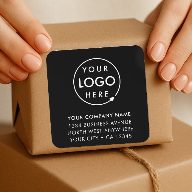 Business Address Sticker Roll | Logo Mailing Label (Company logo square return address sticker labels for order shipping & small business correspondence)