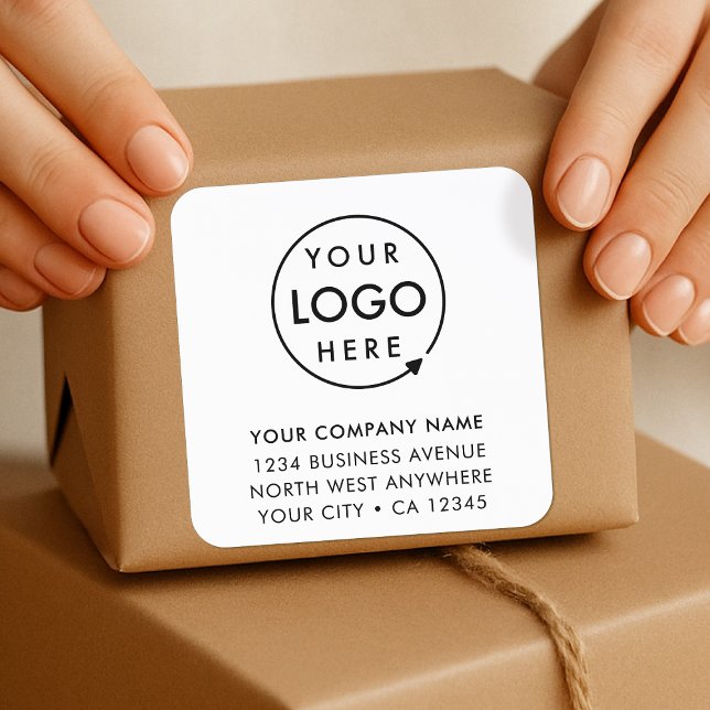Business Address Sticker Roll | Logo Mailing Label (Company logo square return address sticker labels for order shipping & small business correspondence)