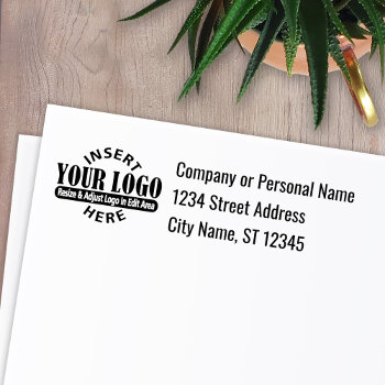 Business Address With Logo Return Address Self-inking Stamp by MarshEnterprises at Zazzle