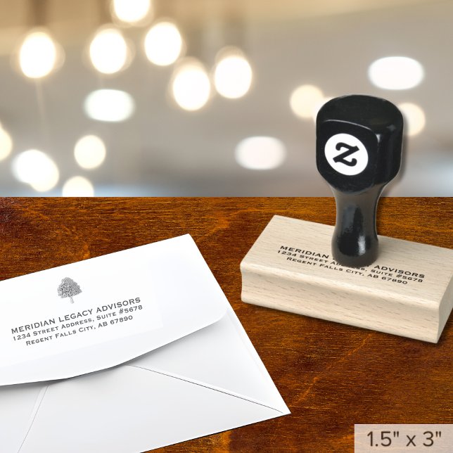 Business Address with Tree Logo Rubber Stamp (Creator Uploaded)