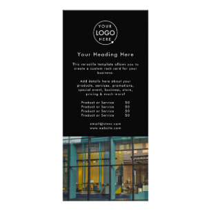Business Advertising Modern Black Photo Logo Rack Card