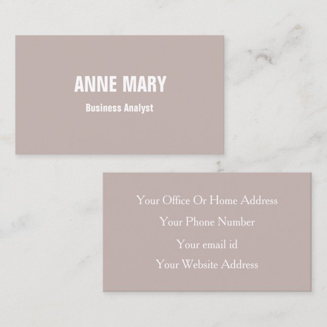 Business Analyst Beige Terracotta Elegant Modern Card (Front/Back)
