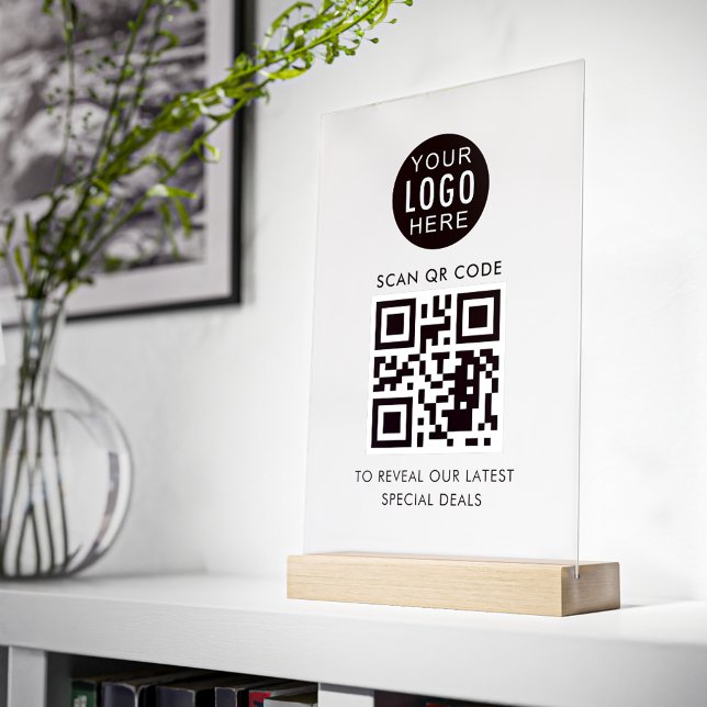 Business and Logo QR Code Minimalist Acrylic Sign (Business and Logo QR Code Minimalist Acrylic Sign)