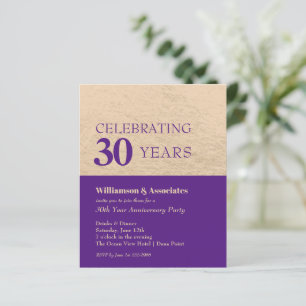 Business Anniversary Purple Gold Invitation
