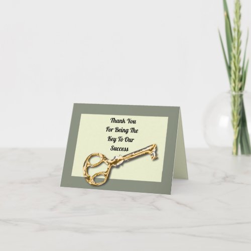 Business Appreciation Key To Company Success Letterpress Thank You Card