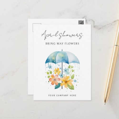 Business April Showers Bring May Flowers Spring  Postcard