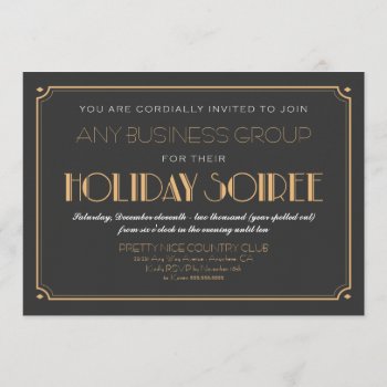 Business Art Deco Soiree Holiday Party Invitations by natureprints at Zazzle