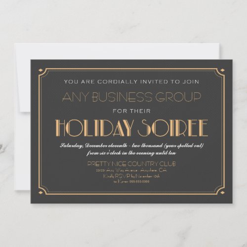 Business Art Deco Soiree Holiday Party Invitations