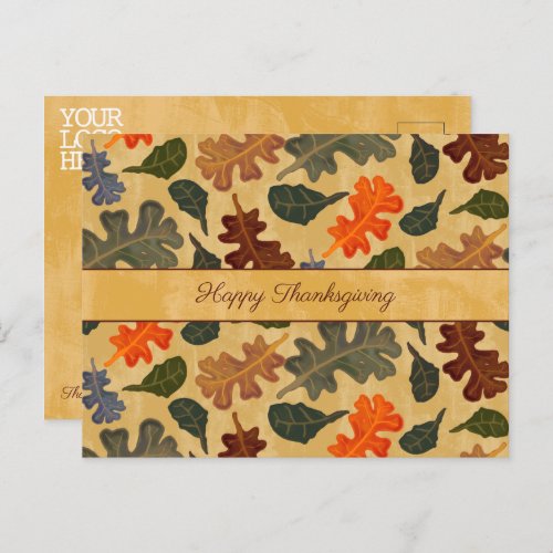 Business Autumn Oak Tree Leaves Happy Thanksgiving Postcard