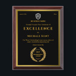 Business award certificate | Logo Custom Gold Plaque<br><div class="desc">A simple business logo certificate template in a modern minimalist style. The versatile template can be customized with the award type (certificate of completion,  appreciation,  recognition etc) and further details to recogise the achivements or successful completion of a course or task for any employee.</div>