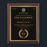 Business award certificate | Logo Custom Gold Plaque<br><div class="desc">A simple business logo certificate template in a modern minimalist style. The versatile template can be customized with the award type (certificate of completion, appreciation, recognition etc) and further details to recogise the achivements or successful completion of a course or task for any employee.</div>
