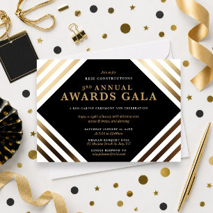Business Awards Gala Elegant Gold Black Invitation