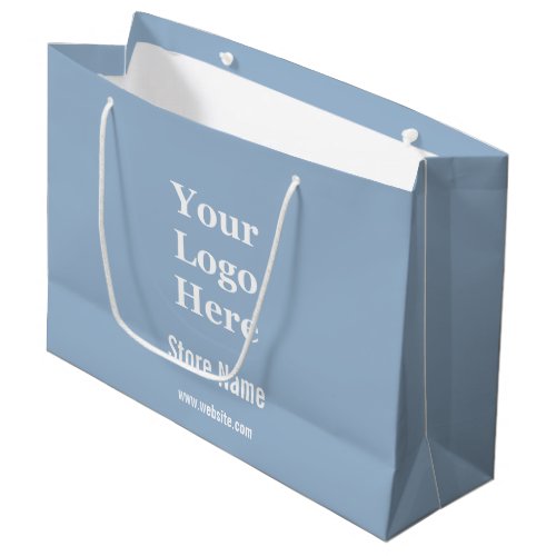 Business Baby Blue and White Text Your Logo Here Large Gift Bag
