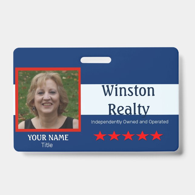 Business Badge TEMPLATE with Photo ID RWB (Front)