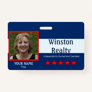 Business Badge TEMPLATE with Photo ID RWB