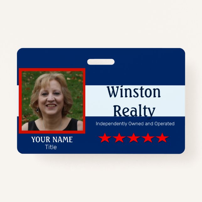 Business Badge TEMPLATE with Photo ID RWB (Front)