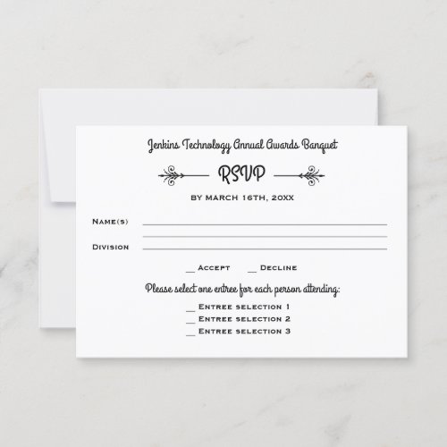 Business Banquet Corporate Dinner Event RSVP Reply Invitation