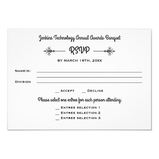 Business Banquet Corporate Dinner Event Rsvp Reply Invitation