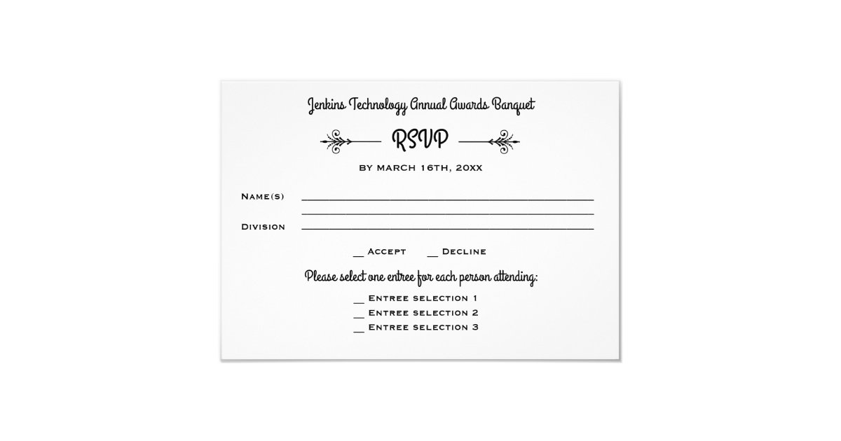 Business Banquet Corporate Dinner Event RSVP Reply Invitation